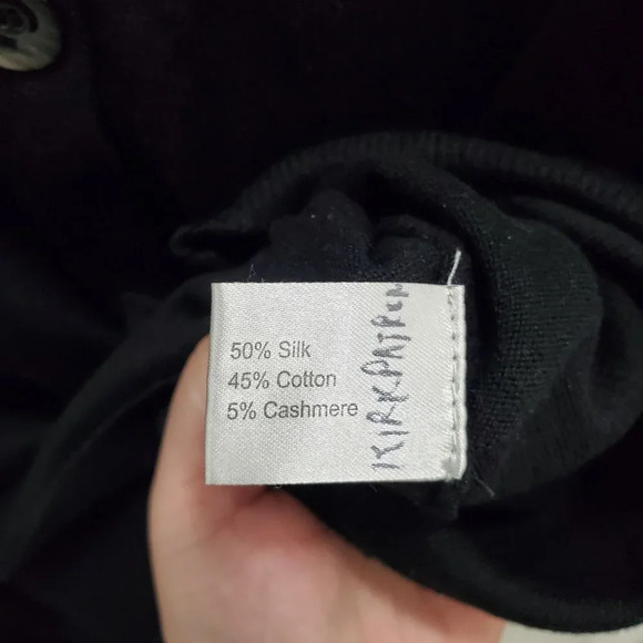 Cullen Women's Black Deep V-neck Button Front Silk Cashmere Blend Cardigan Sz M - Picture 5 of 6